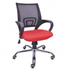 Medium Back Revolving Office Executive Chair, With Tilt Mechanism, Height Adjustment, Color Black & Red, Chrome Base, Fixed Arm, Ergonomic, Warranty- 12 Months